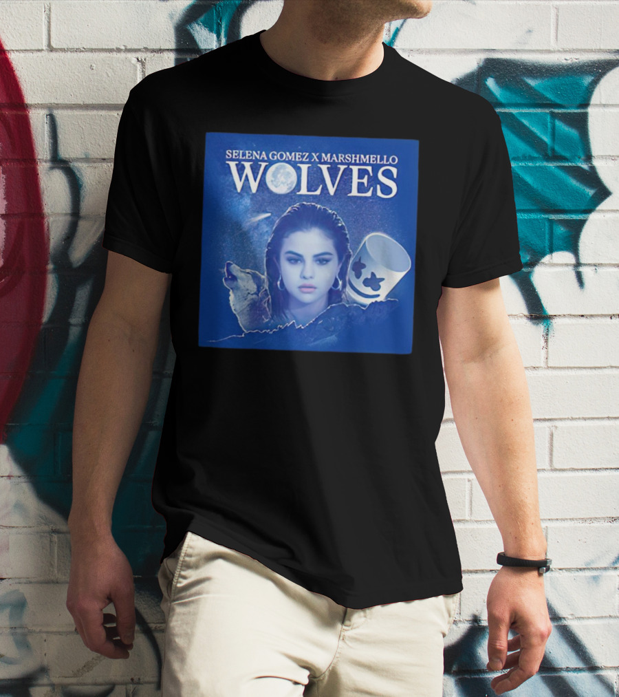 SELENA GOMEZ X MARSHMELLO WOLVES MOON WOLF FACE T-Shirt