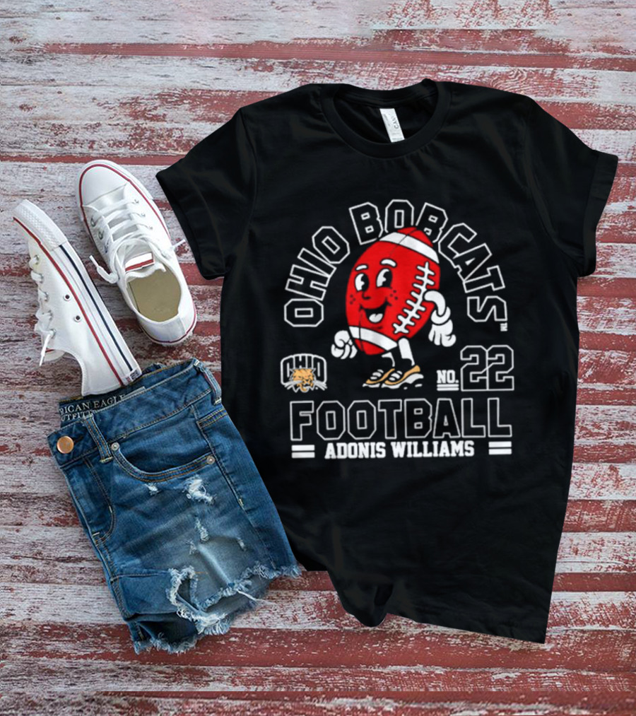 Ohio Bobcats Football No. 22 Adonis Williams T-Shirt