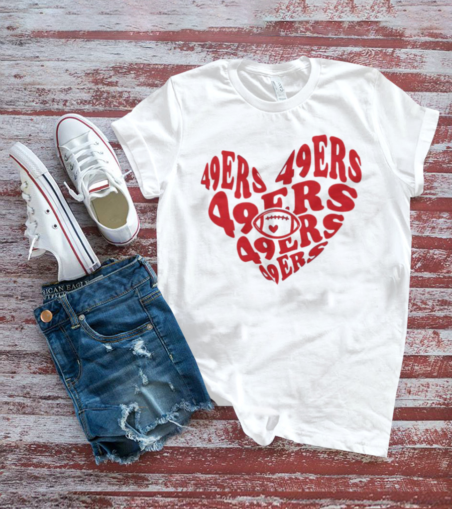 49ers Football Heart Typography T-Shirt