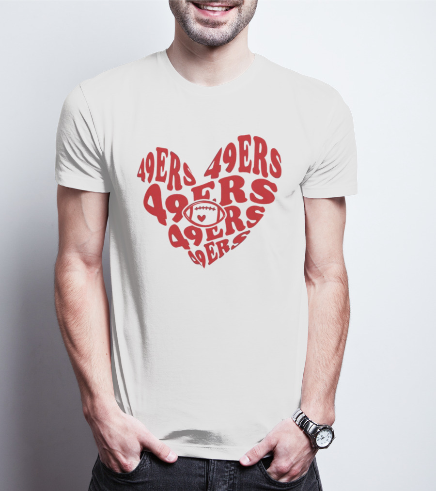 49ers Football Heart Typography T-Shirt