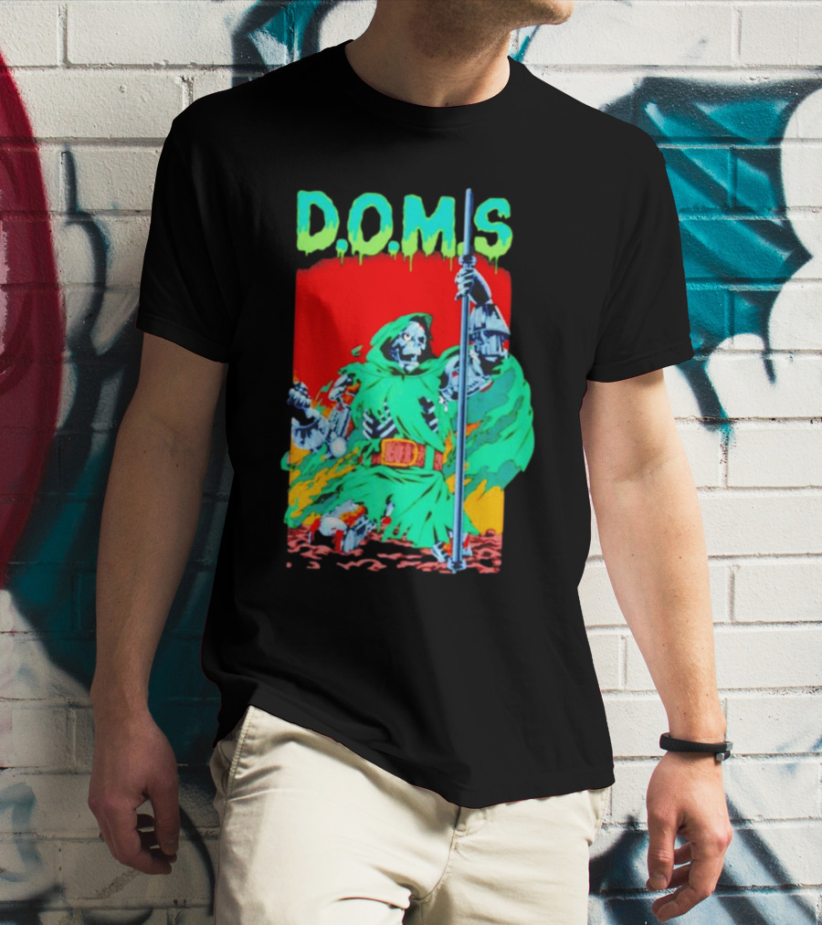 D.O.M.S Skeleton Warrior In Green Cloak Holding Staff T-Shirt