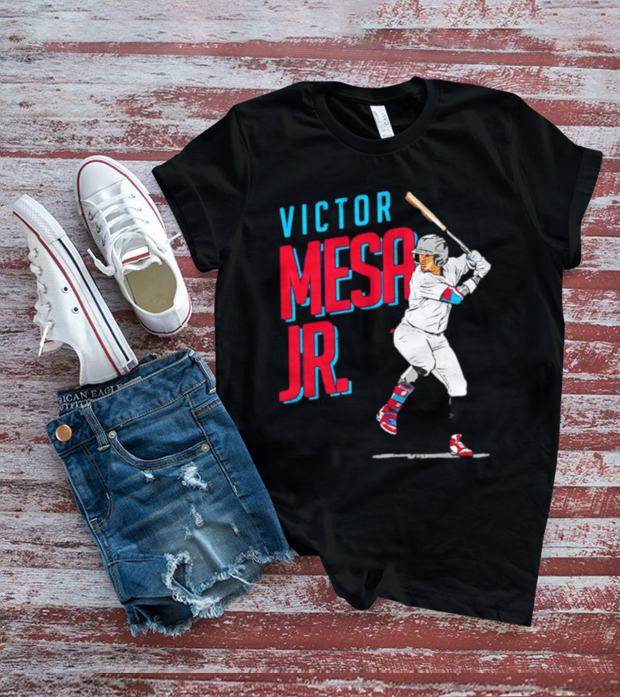 Victor Mesa Jr. Baseball Player With Bat And Colorful Socks T-Shirt