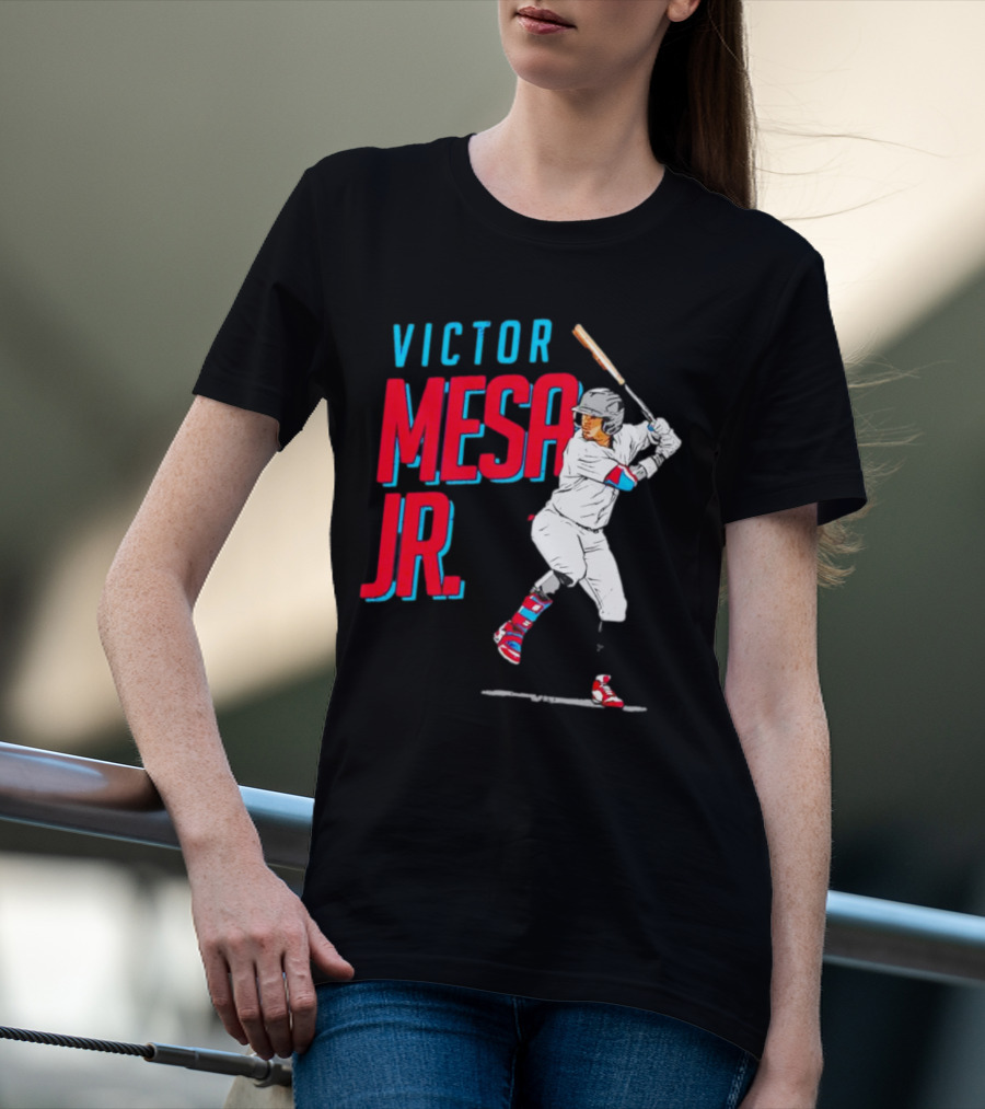 Victor Mesa Jr. Baseball Player With Bat And Colorful Socks T-Shirt