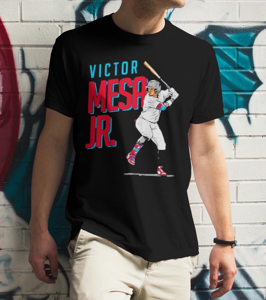 Victor Mesa Jr. Baseball Player With Bat And Colorful Socks T-Shirt