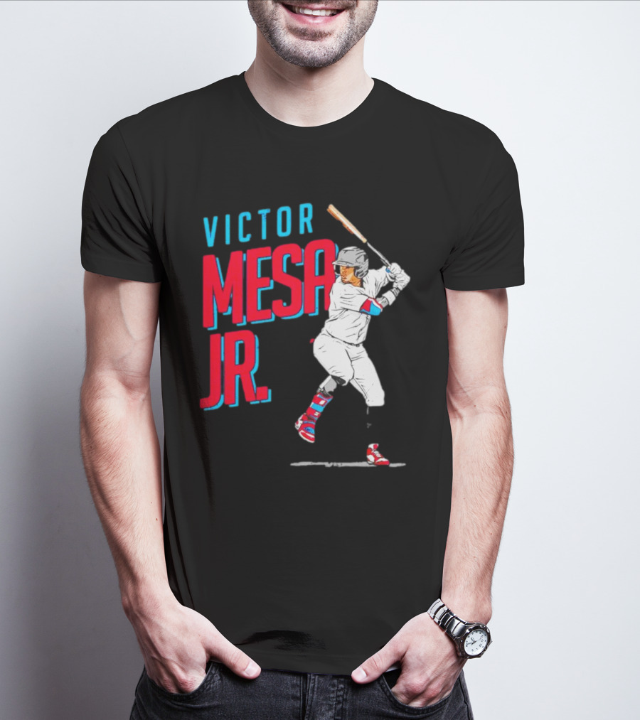 Victor Mesa Jr. Baseball Player With Bat And Colorful Socks T-Shirt