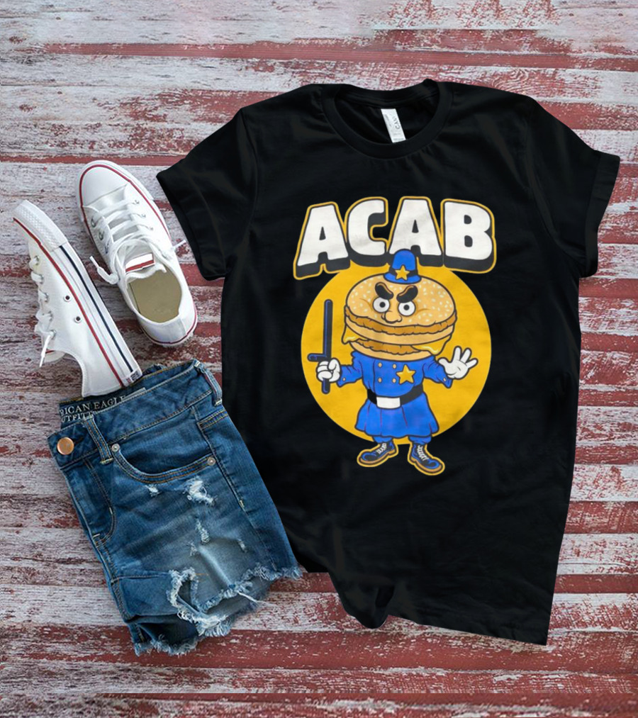 ACABurger Police Officer Burger Cartoon Character Iconic T-Shirt
