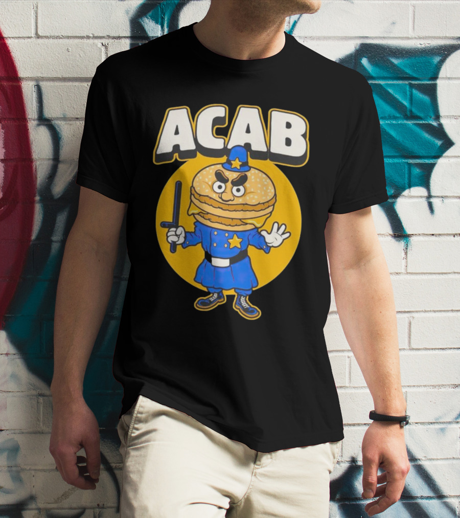 ACABurger Police Officer Burger Cartoon Character Iconic T-Shirt