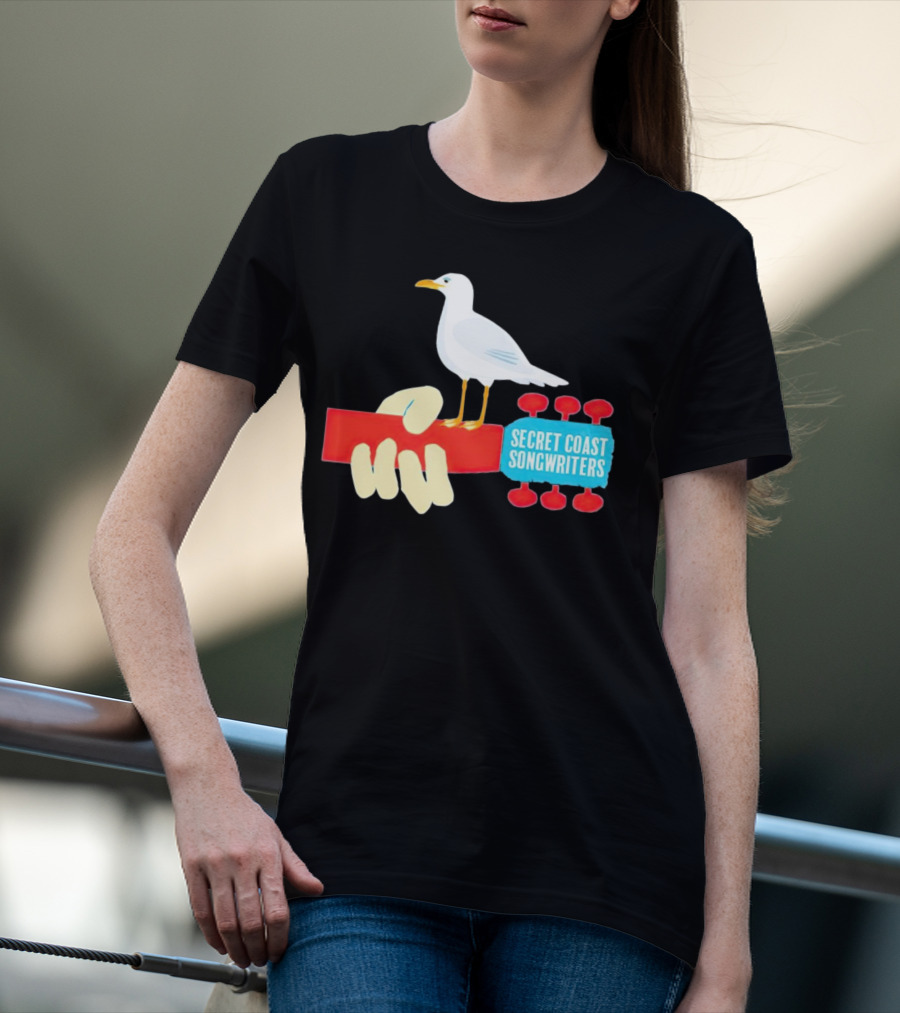 Secret Coast Songwriters Seagull On Red Guitar Neck T-Shirt