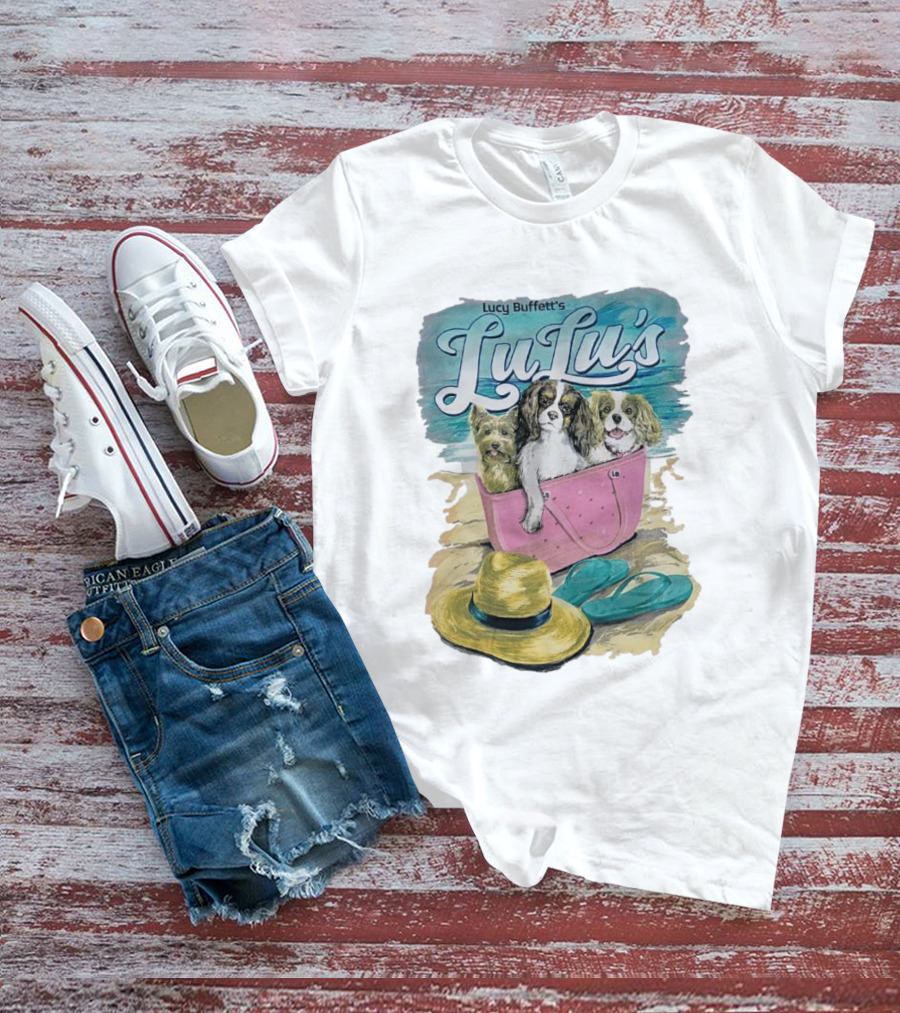 Lucy Buffett’s LuLu’s Beach Dogs In Pink Bag With Hat And Flip-Flops T-Shirt