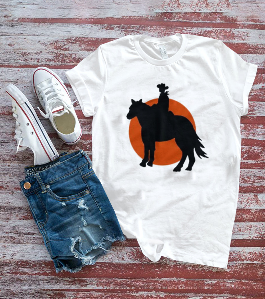 Alex Cowboy Bargain Silhouette Against Sunset T-Shirt