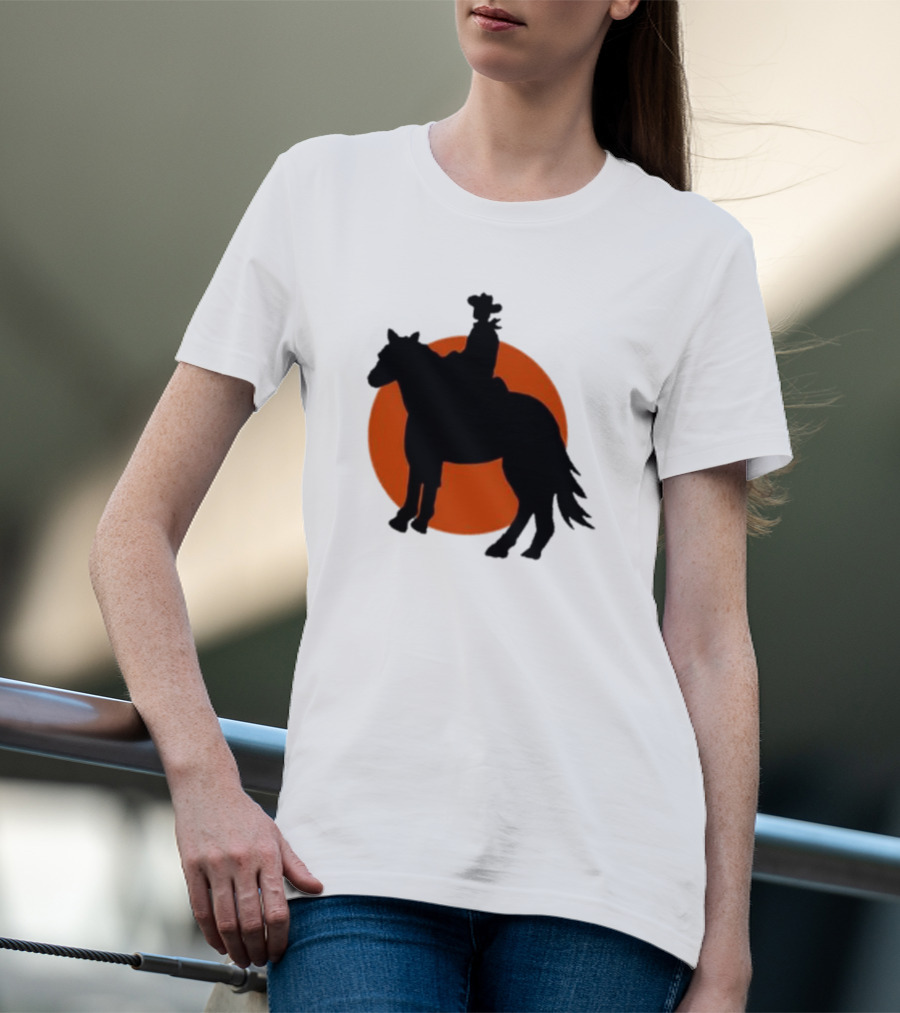 Alex Cowboy Bargain Silhouette Against Sunset T-Shirt