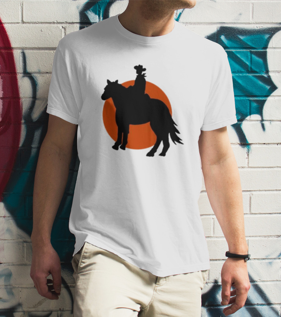 Alex Cowboy Bargain Silhouette Against Sunset T-Shirt