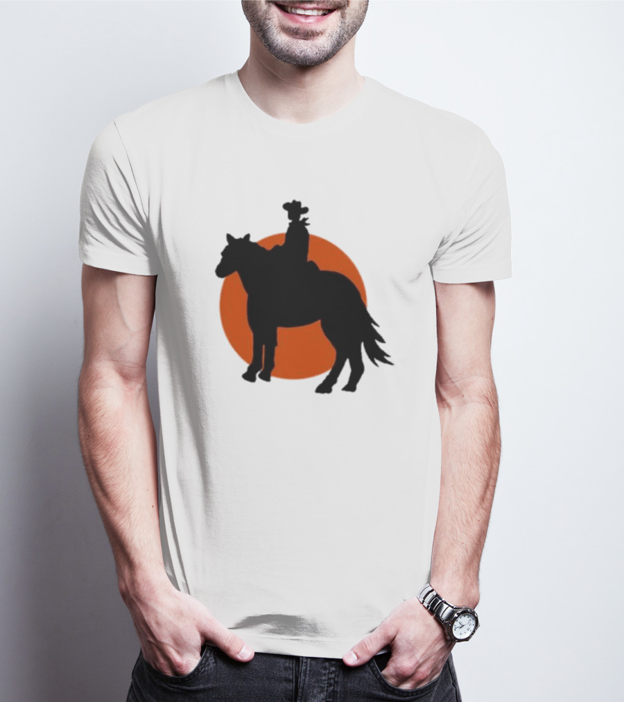 Alex Cowboy Bargain Silhouette Against Sunset T-Shirt