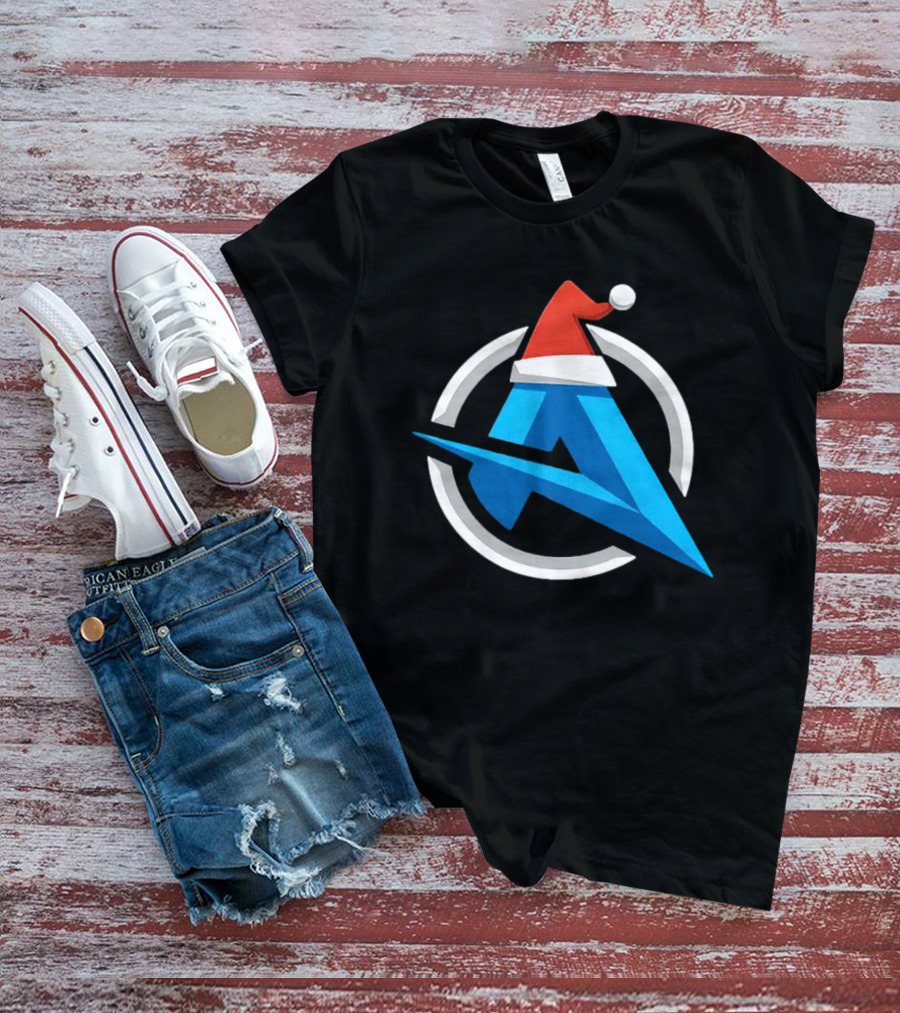 Alia Christmas Holiday Logo Santa Hat Blue A Icon Holiday T-Shirt