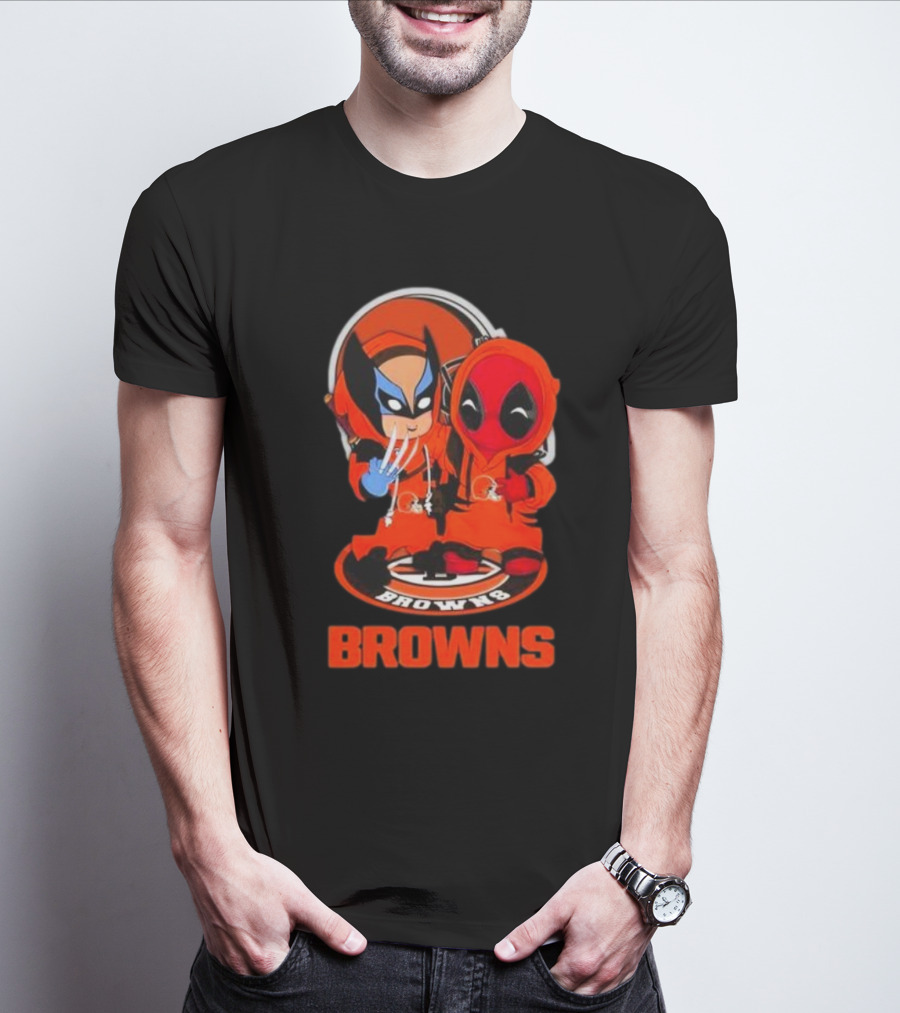 Cleveland Browns Marvel Wolverine Deadpool Browns Fans T-Shirt
