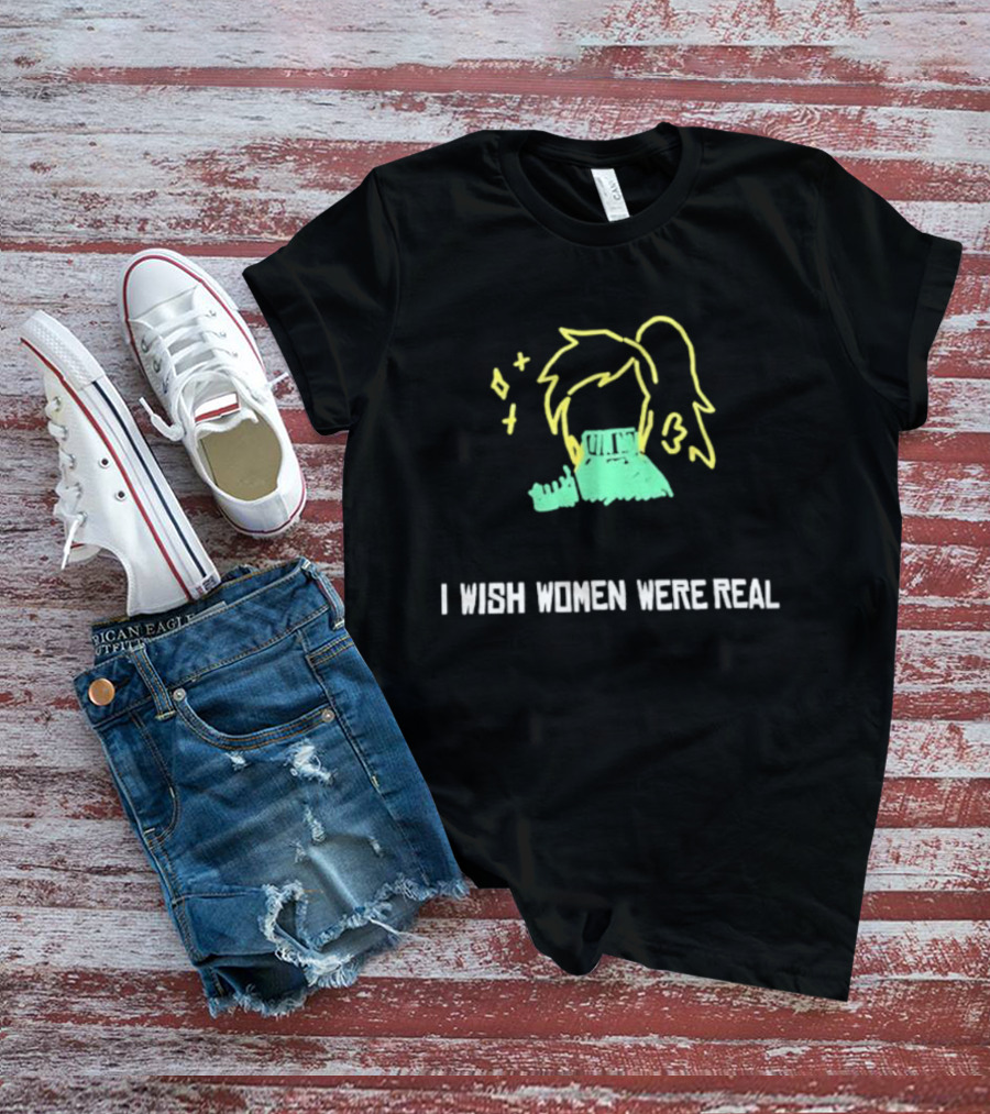 I Wish Women Were Real Neon Anime Style Pixel Art Dream T-Shirt