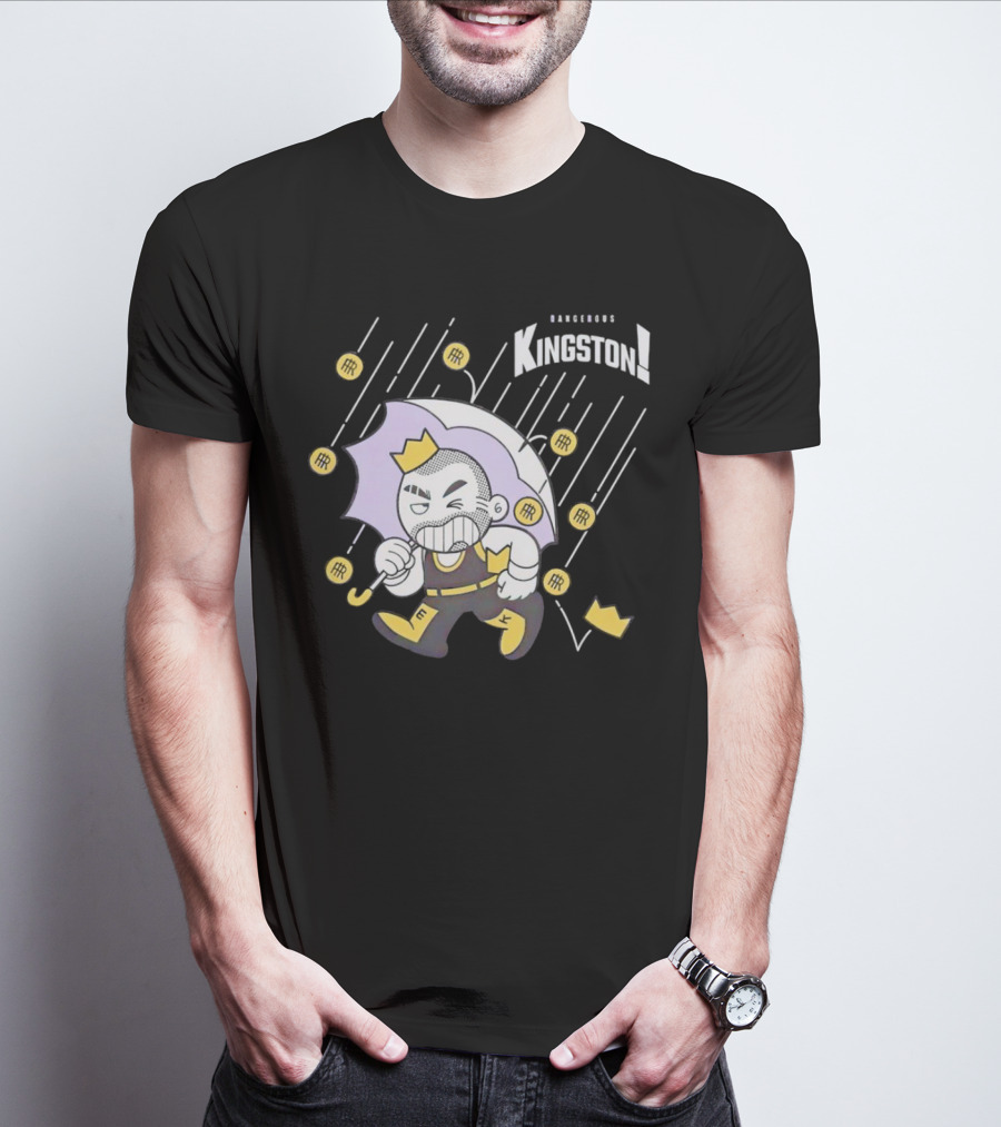 Dangerous Kingston Graphic With Umbrella And Crown Motif T-Shirt