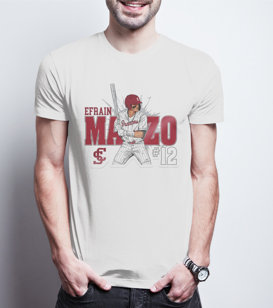 Efrain Manzo SCU Broncos Baseball #12 T-Shirt