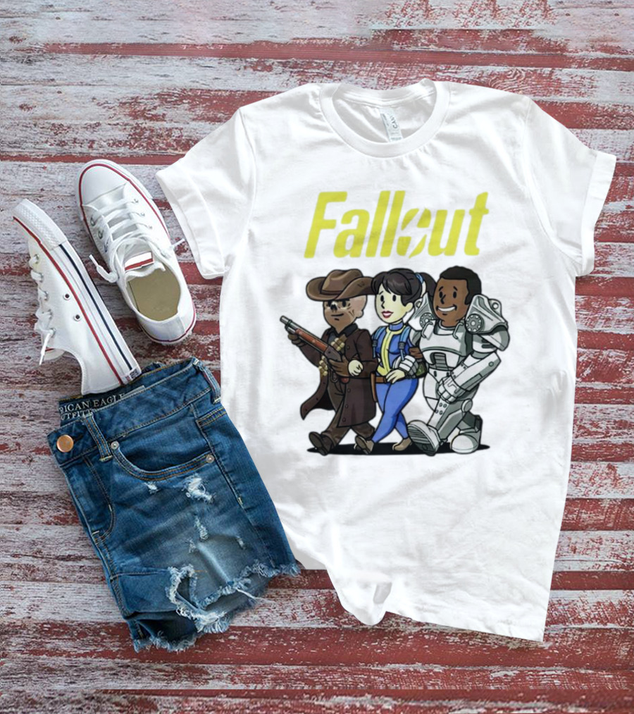 Fallout Cartoon Trio Vault Dweller Adventurers T-Shirt