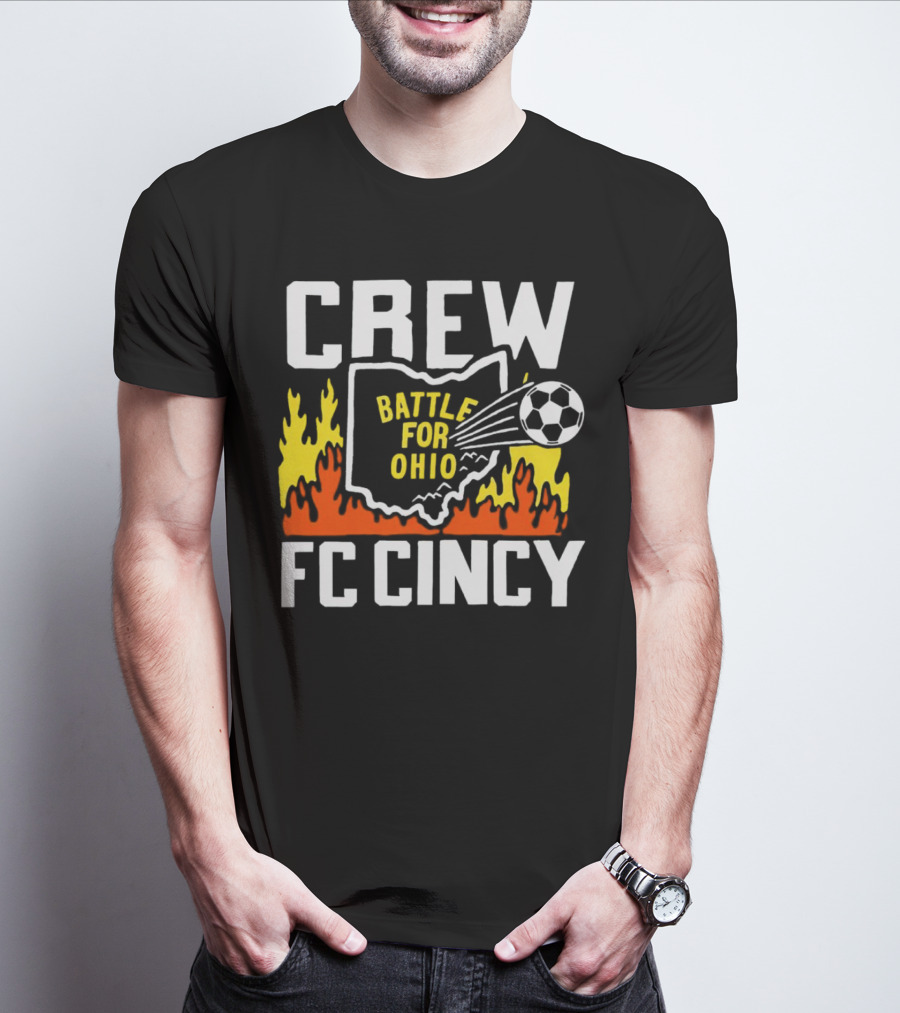 CREW Battle For Ohio FC Cincy Soccer Rivalry Flame Soccer Ball T-Shirt