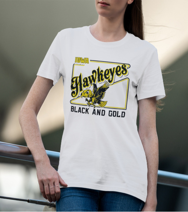 Iowa Hawkeyes Black And Gold Hawk T-Shirt