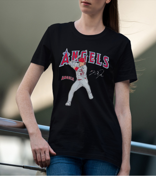Mike Trout 27 Los Angeles Angels Swing Signature T-Shirt