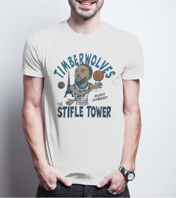 Timberwolves Rudy Gobert The Stifle Tower Basketball Player With Eiffel Tower And Basketball T-Shirt