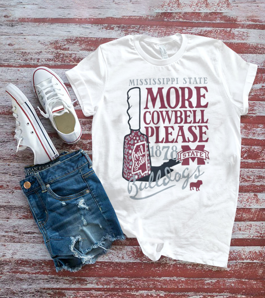 Mississippi State Bulldogs More Cowbell Please 1878 Vintage Cowbell T-Shirt