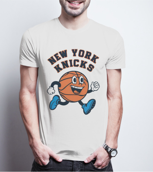 New York Knicks Basketball Running Ball Cartoon Face T-Shirt