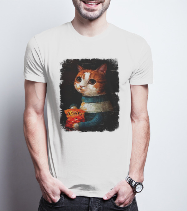 Cheetos Cat Holding Bag In T-Shirt