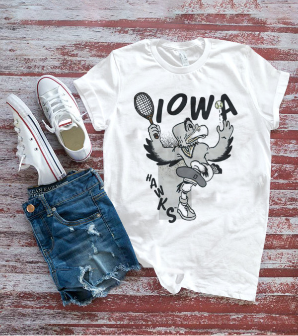 Iowa Hawkeyes Tennis Hawk Vintage Sports Mascot T-Shirt