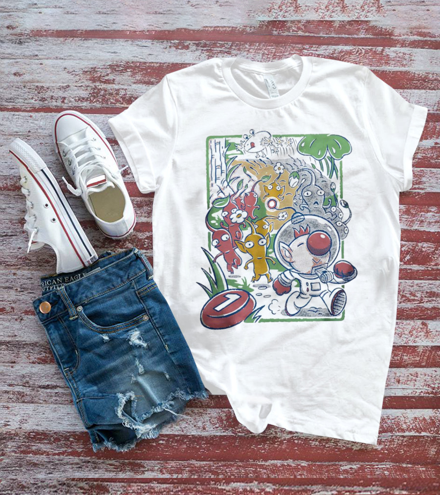 Captain Olimar And Colorful Pikmin Exploration Adventure T-Shirt
