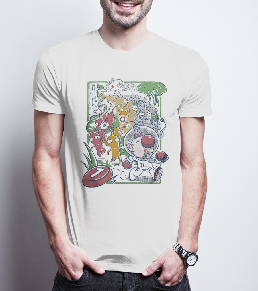 Captain Olimar And Colorful Pikmin Exploration Adventure T-Shirt