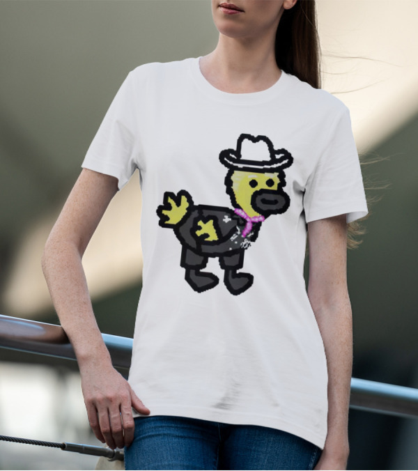 Ken Gosling Pixel Art Cowboy Duck With Hat And Scarf T-Shirt