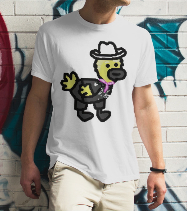 Ken Gosling Pixel Art Cowboy Duck With Hat And Scarf T-Shirt