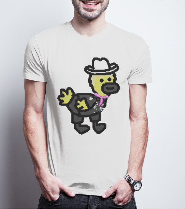 Ken Gosling Pixel Art Cowboy Duck With Hat And Scarf T-Shirt