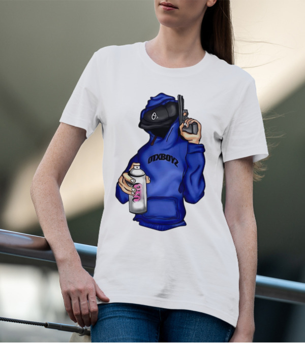 OTXBOYZ Hooded Figure With Spray And Gun T-Shirt