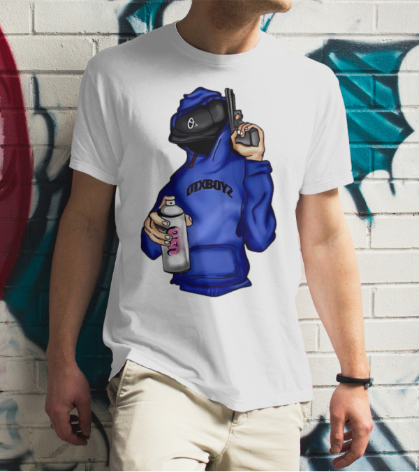 OTXBOYZ Hooded Figure With Spray And Gun T-Shirt