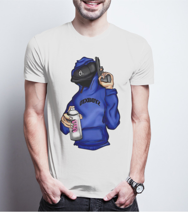 OTXBOYZ Hooded Figure With Spray And Gun T-Shirt