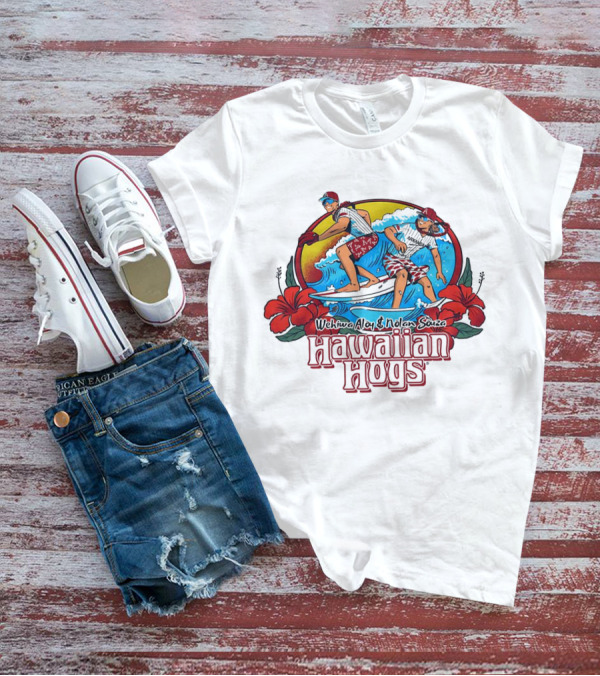 Wehiwa Aloy And Nolan Souza Hawaiian Hogs Surfing Razorbacks Baseball Flowers Beach Sun T-Shirt