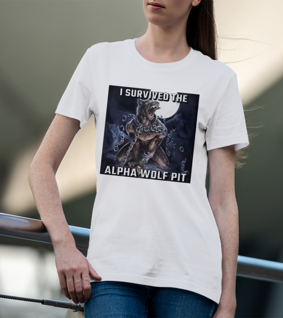 Survived The Alpha Wolf Pit Under Full Moon Chains T-Shirt