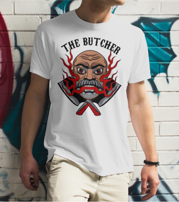 The Butcher Fiery Face With Crossed Cleavers T-Shirt