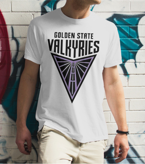 Golden State Valkyries Triangular Emblem In Black And Purple T-Shirt
