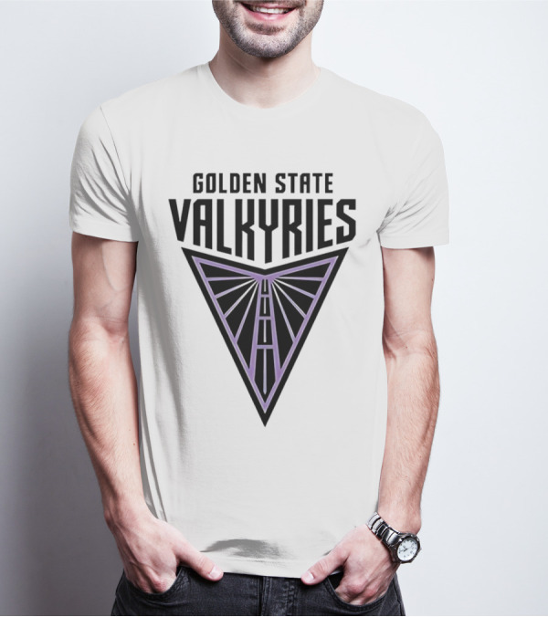Golden State Valkyries Triangular Emblem In Black And Purple T-Shirt