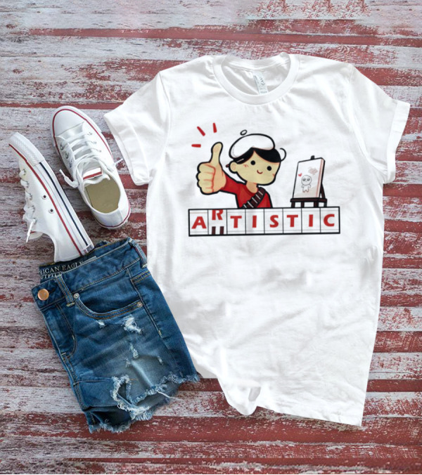 Arutistic Artistic Charm Thumbs Up Painter Kid With Sheep Canvas T-Shirt