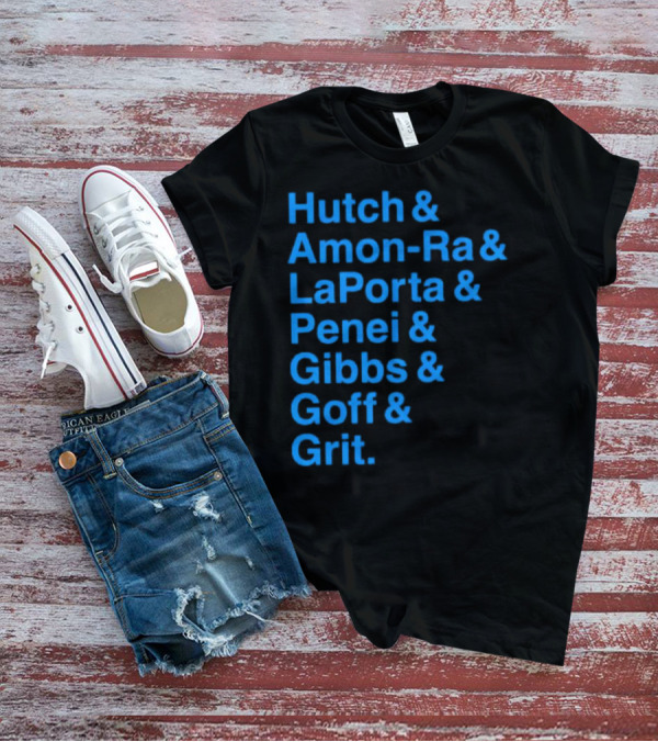 Hutch And Amon-ra And Laporta And Penei And Gibbs And Goff And Grit Detroit Lions NFL Players T-Shirt