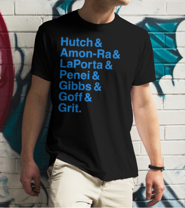 Hutch And Amon-ra And Laporta And Penei And Gibbs And Goff And Grit Detroit Lions NFL Players T-Shirt