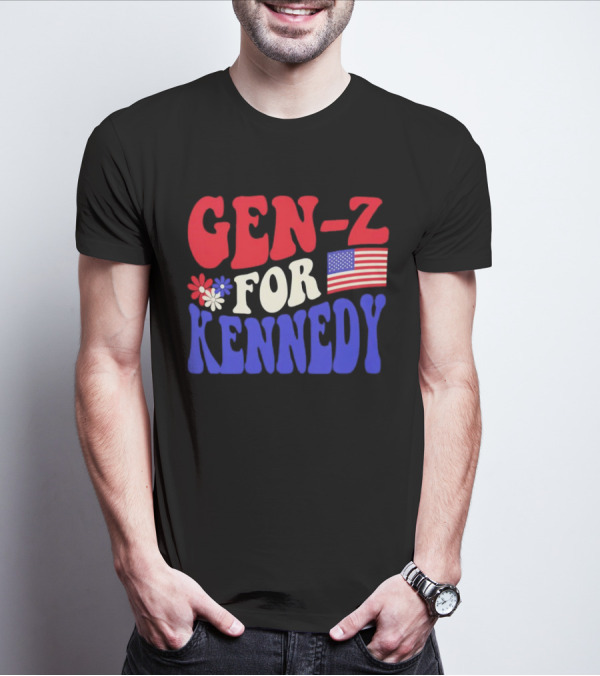 Gen-Z For Kennedy American Flag Retro Flowers T-Shirt