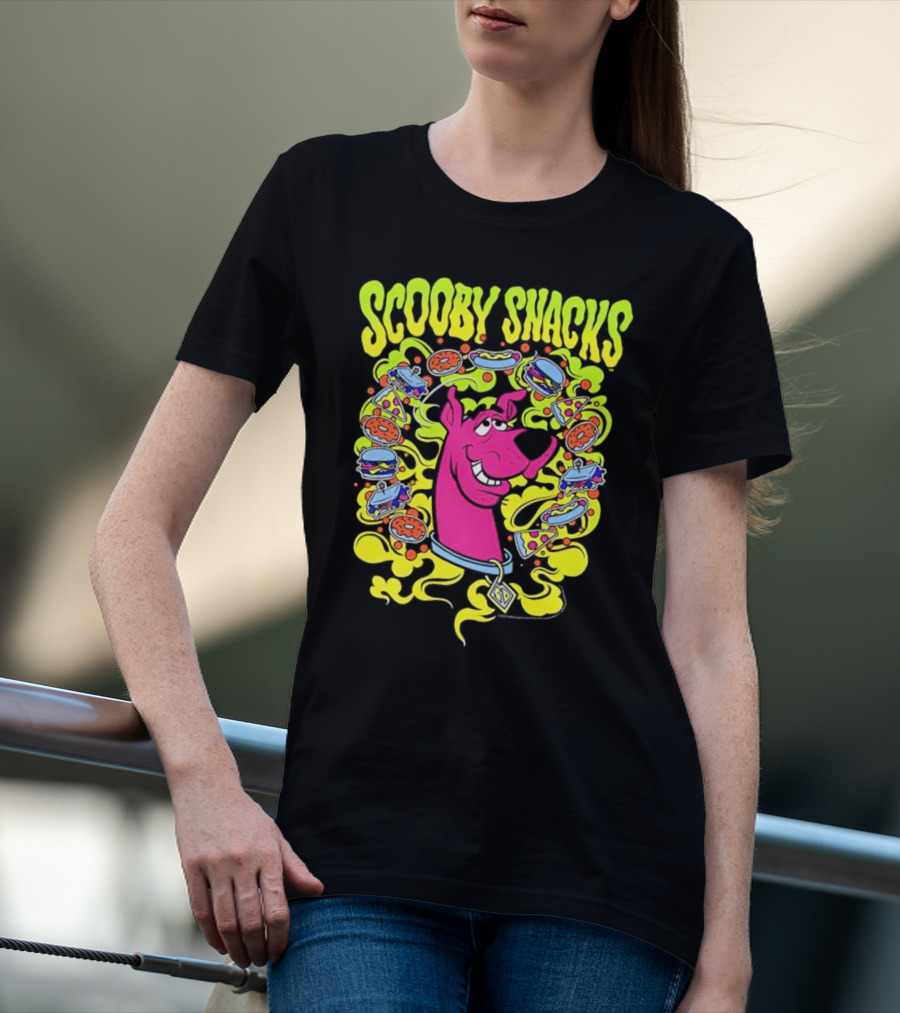 Scooby Snacks Scooby Doo Illustrated Neon Collage T-Shirt
