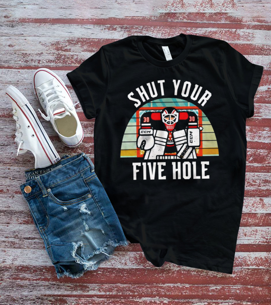 Shut Your Five Hole Vintage Hockey Goalie T-Shirt